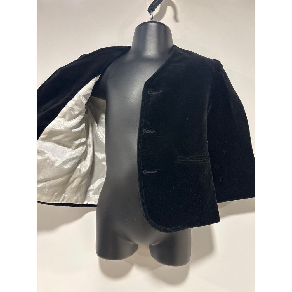 Vintage Toddler Black Velvet Blazer By Originals Inc.18 Mo Satin Lining - Picture 3 of 9